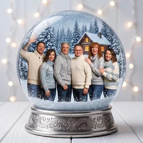 A group inside a snow globe